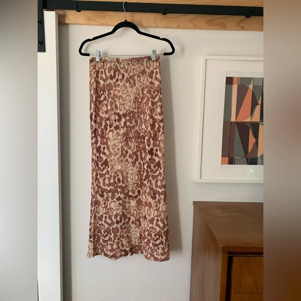 NWT Anthropologie The Tilda Maxi Slip Leopard Skirt: Velvet Edition, Size XS